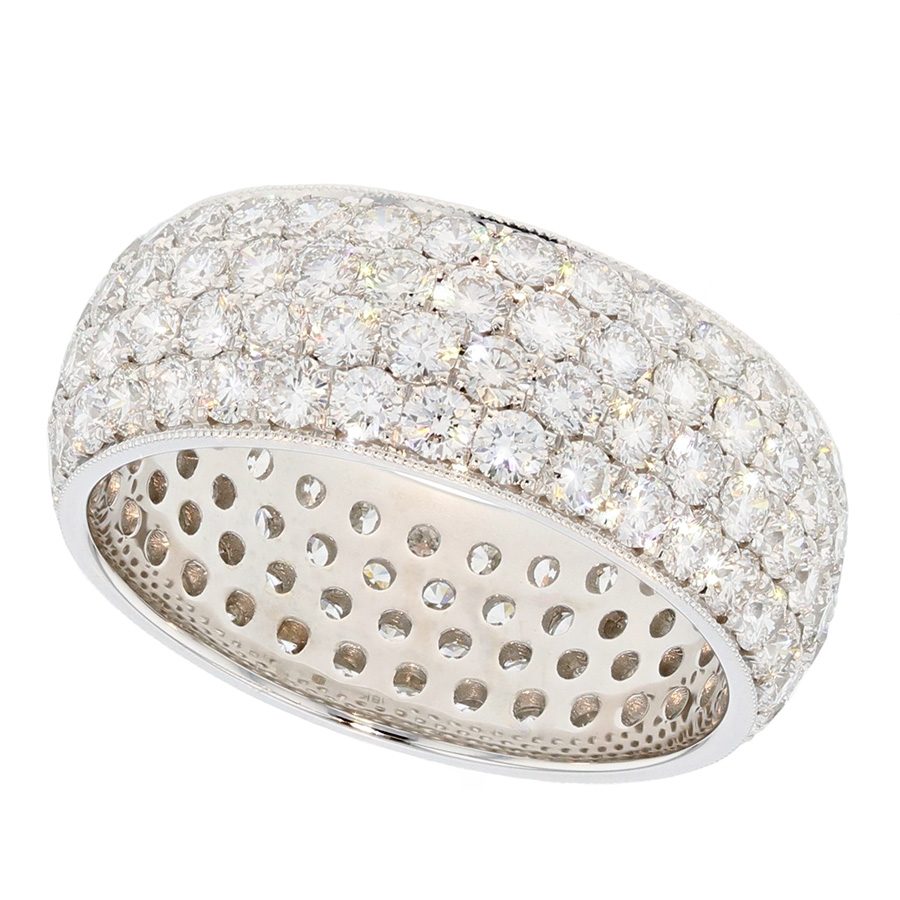 Four-Row Diamonds in White Gold Eternity Band