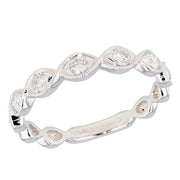 Diamonds in White Gold Band with Milgrain Edges