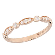 Diamonds in Rose Gold Milgrain Edge Band