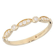 Diamonds in Yellow Gold Milgrain Edge Band