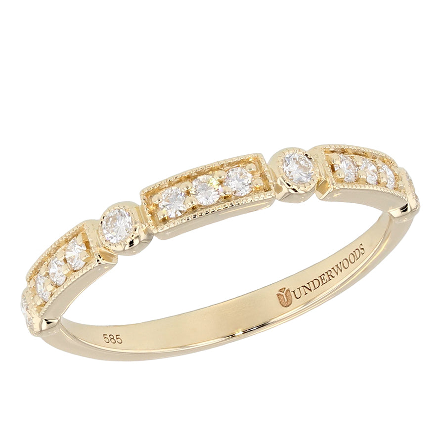 Diamonds in Milgrain Edge Diamond Band