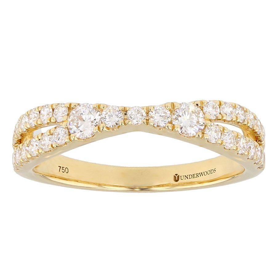 Diamonds in Yellow Gold "X" Ring