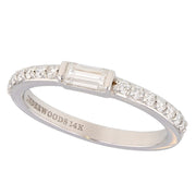 Baguette with Round Diamonds in White Gold Band