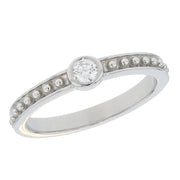 Round Diamond in White Gold "Beaded" Band