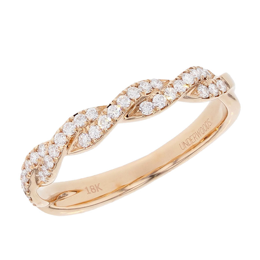 Diamonds in "Twist" Style Rose Gold Band