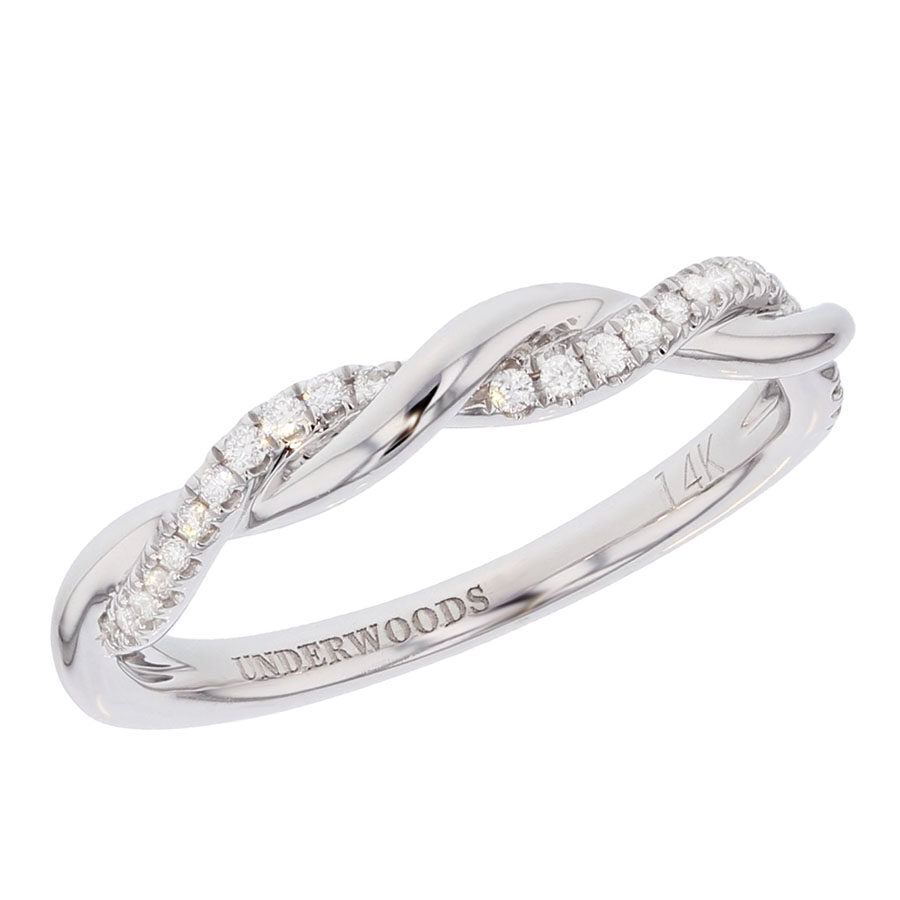 Diamonds in "Twist" Style White Gold Band