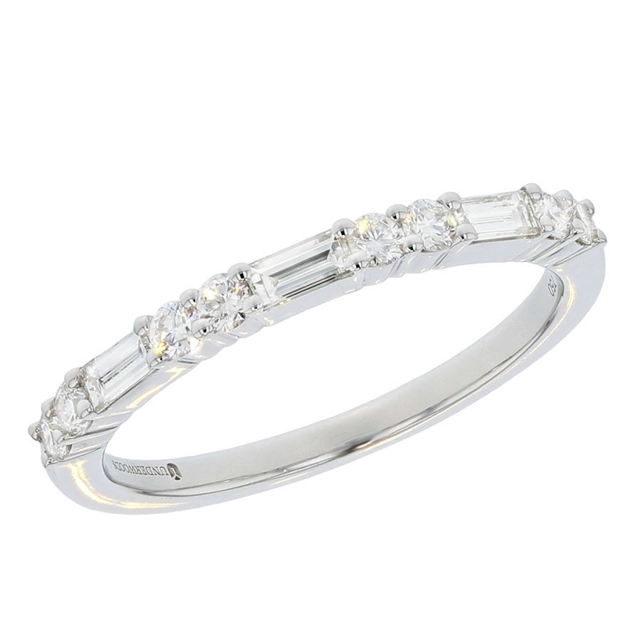Baguette and Round Diamonds in White Gold Band