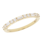 Baguette and Round Diamonds in Yellow Gold Band