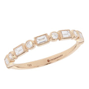 Baguette and Round Diamonds in Rose Gold Band