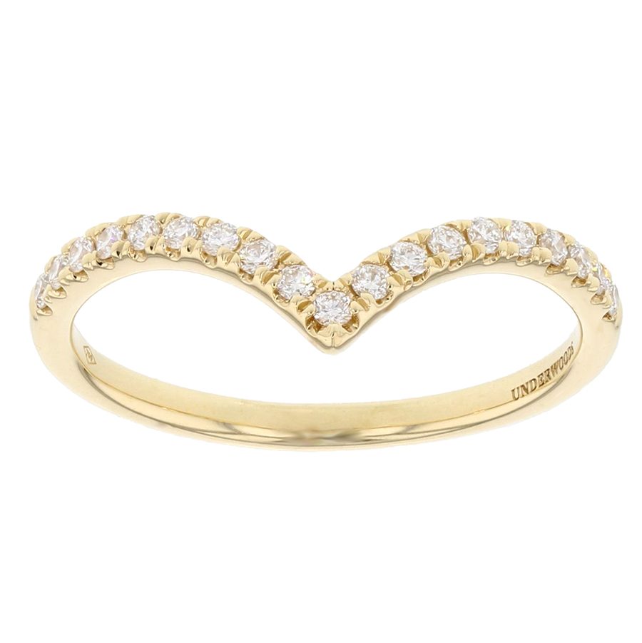 Diamonds in Yellow Gold "V" Band