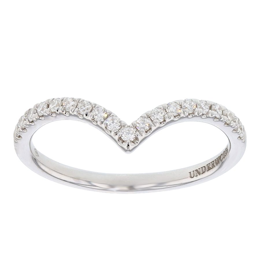 Diamonds in White Gold "V" Style Band