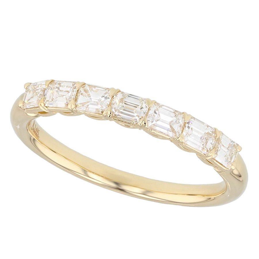 Emerald Cut Diamonds in Yellow Gold Band