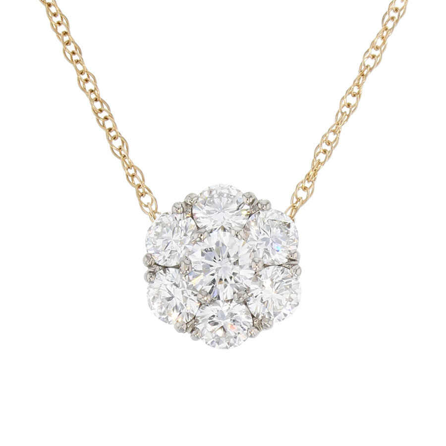 Diamonds in Yellow Gold Cluster Pendant