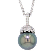 Platinum and Diamonds Tahitian Pearl Pendant