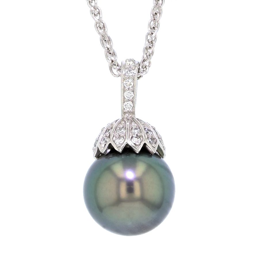 Platinum and Diamonds Tahitian Pearl Pendant