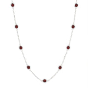 Garnet Sterling Silver Station Necklace