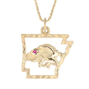 Mini-Razorback with Ruby Eye in State Frame Pendant