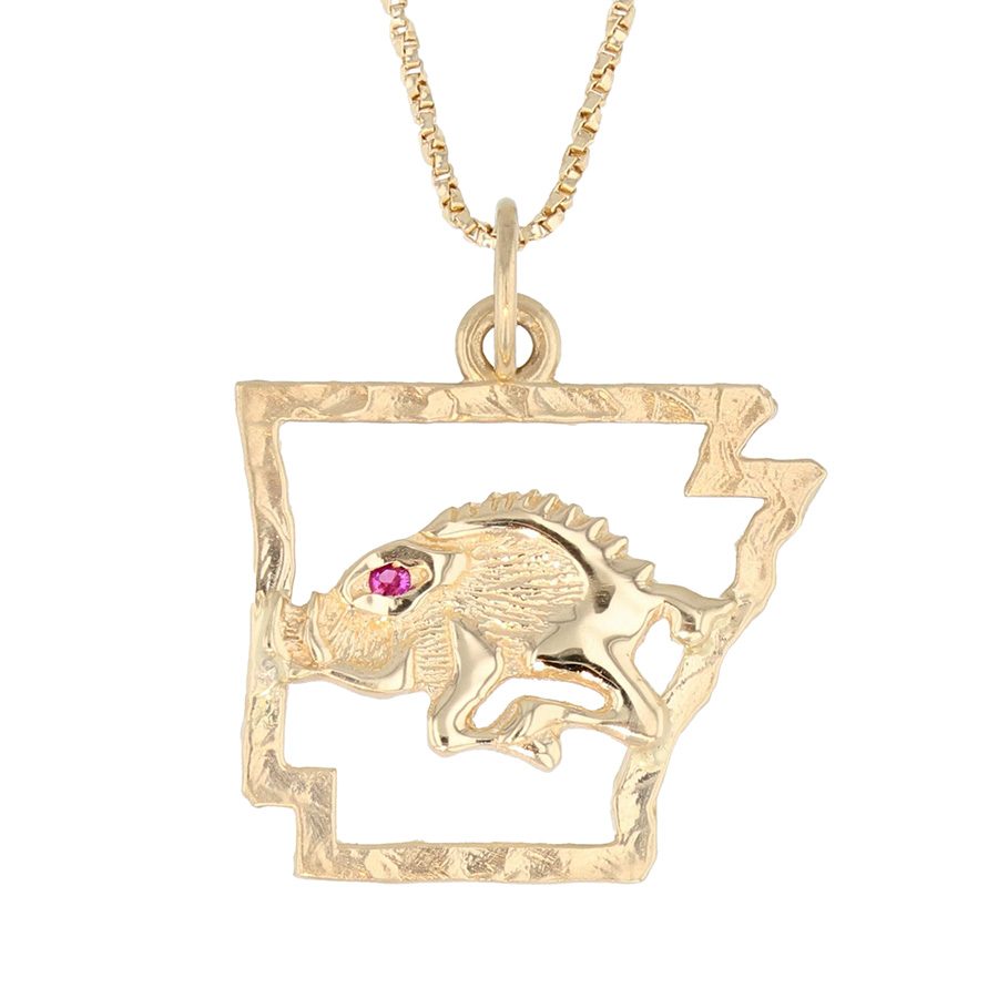 Mini-Razorback with Ruby Eye in State Frame Pendant