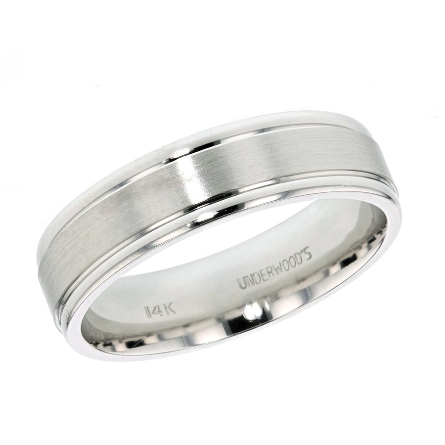 Satin Finished Center White Gold Band