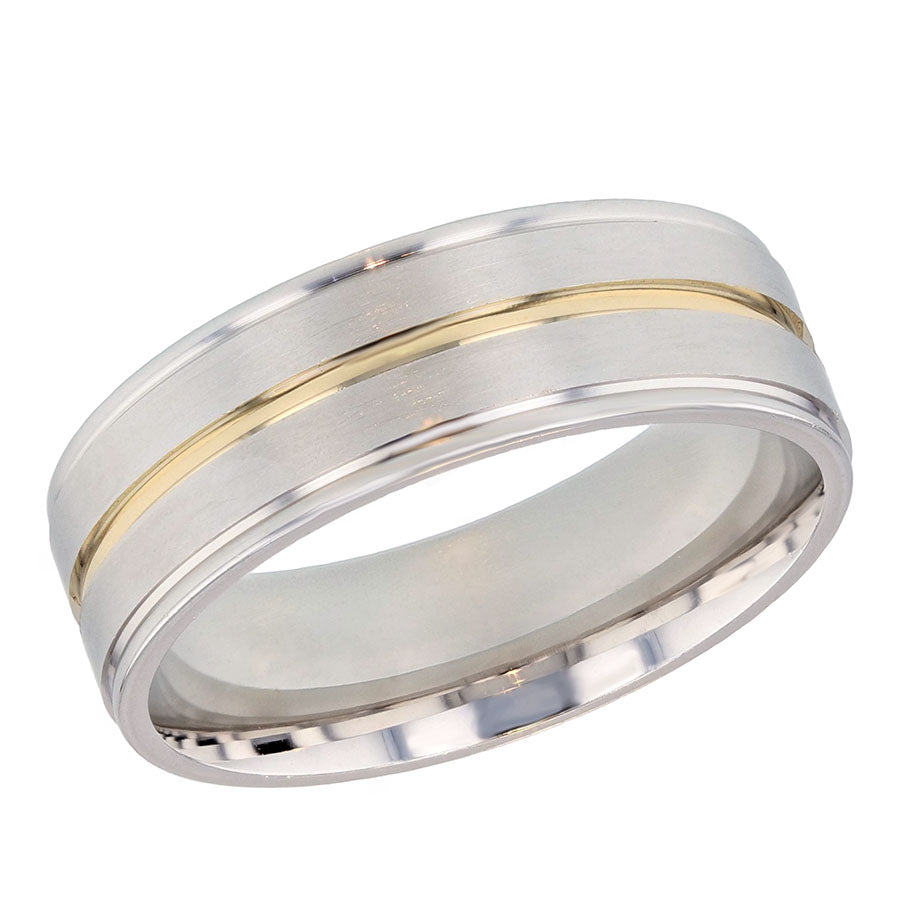 White and Yellow Gold 7mm Band