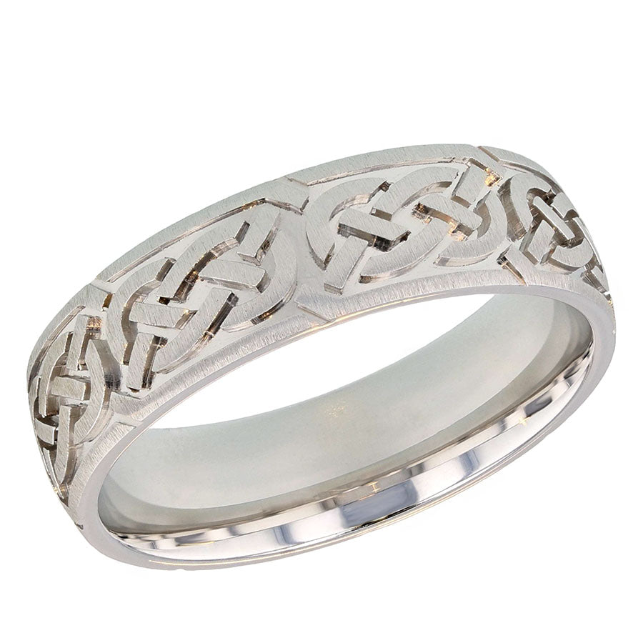 Celtic Knot Style White Gold Band