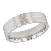 Polished Stripes White Gold 6mm Band