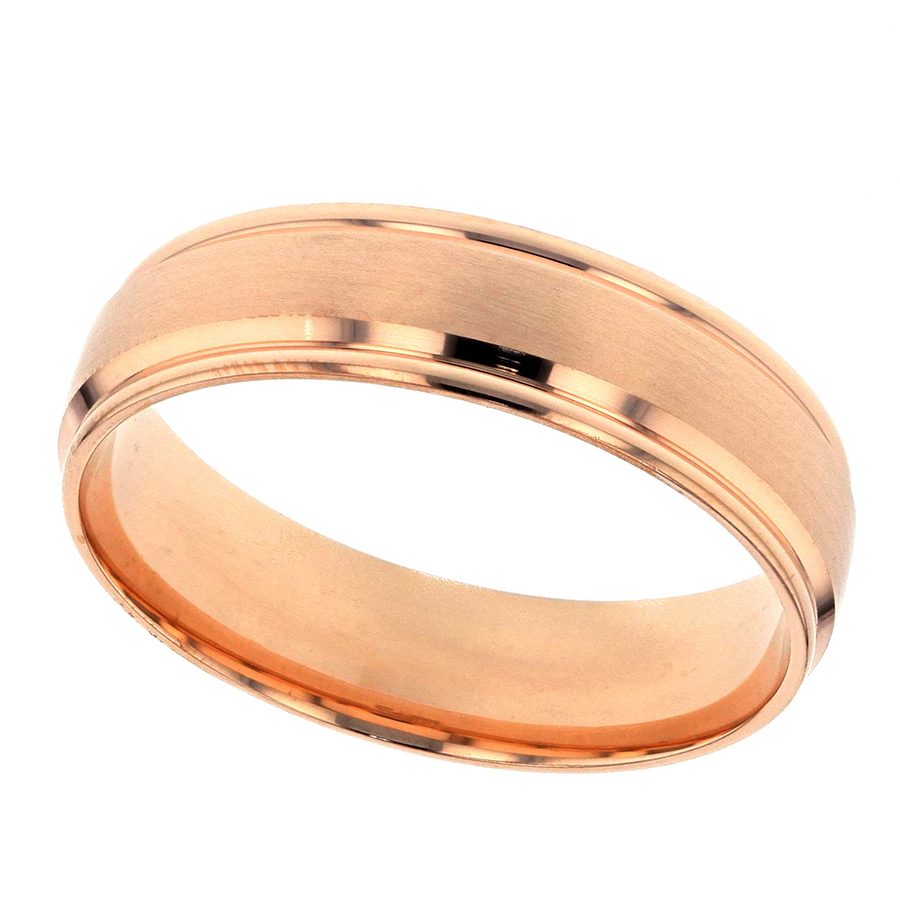 Satin Finished Center Rose Gold Band
