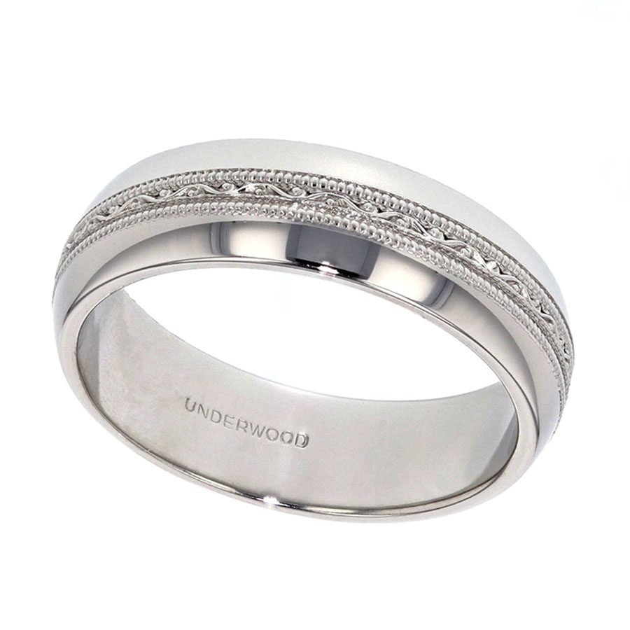 Engraved Center Platinum Band