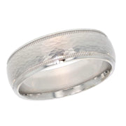 White Gold Hammered and Milgrain Band