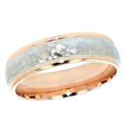 Rose Gold and White Gold Hammered Men's Band