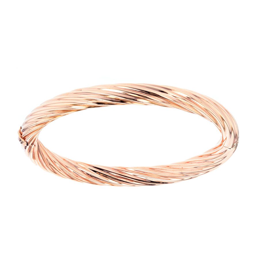 Rose Gold "Twist" Style Hinged Bangle Bracelet