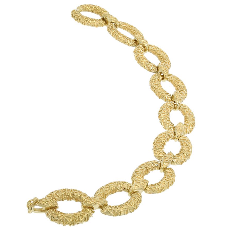 Textured Links Yellow Gold Bracelet