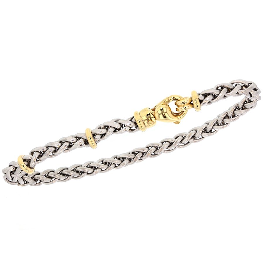 Platinum and Yellow Gold Woven Bracelet