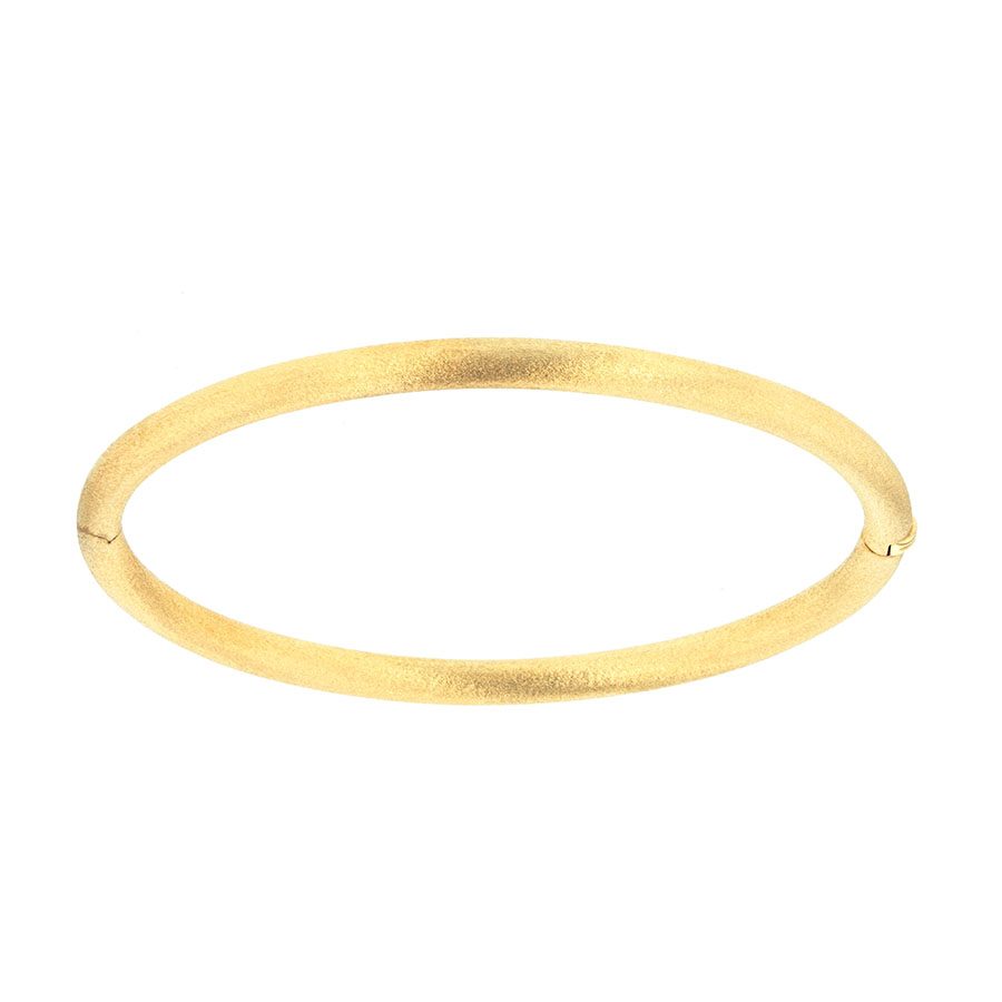 Satin Finished Yellow Gold Hinged Bangle Bracelet
