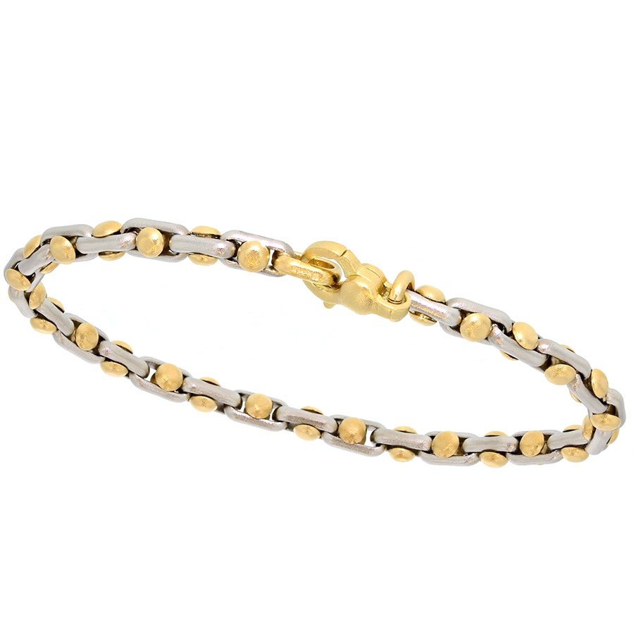Platinum and Yellow Gold Rivet Style Bracelet