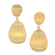 Brushed Satin Finished Yellow Gold Dangle Earrings