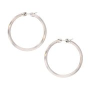 Satin Finished White Gold Hoop Earrings