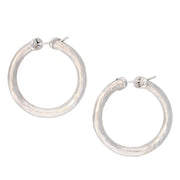 Hammered White Gold Hoop Earrings