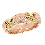 Rose and Yellow Gold Engraved Band