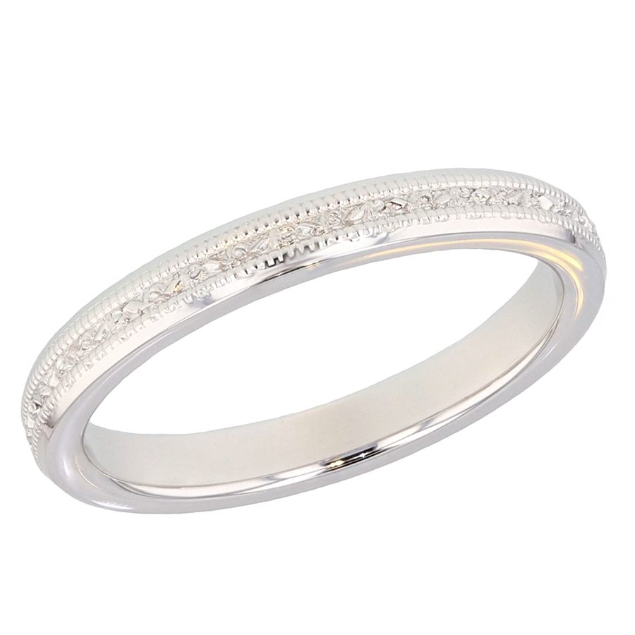 Engraved White Gold Band