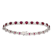 Rubies and Diamonds in White Gold Bracelet