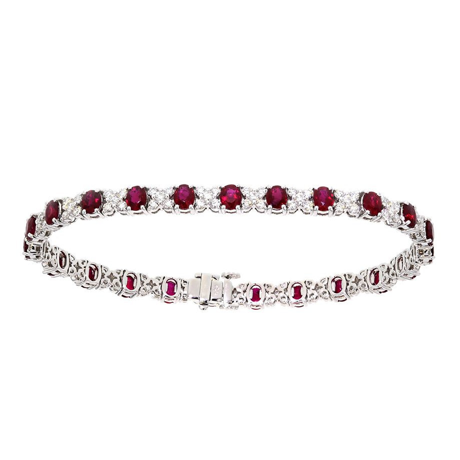 Rubies and Diamonds in White Gold Bracelet