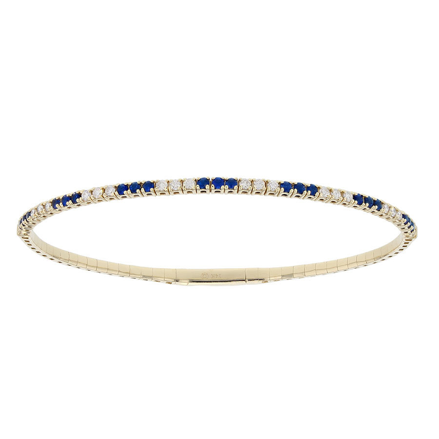 Blue Sapphires and Diamonds in Yellow Gold Bracelet