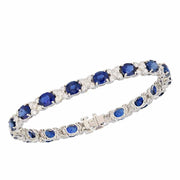 Oval Sapphires with Diamonds in White Gold Bracelet