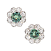 Alexandrite in White Gold Halo Earrings
