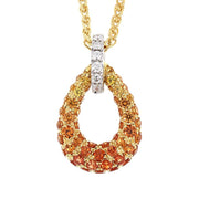 Orange Sapphires in Yellow Gold Drop Pendant