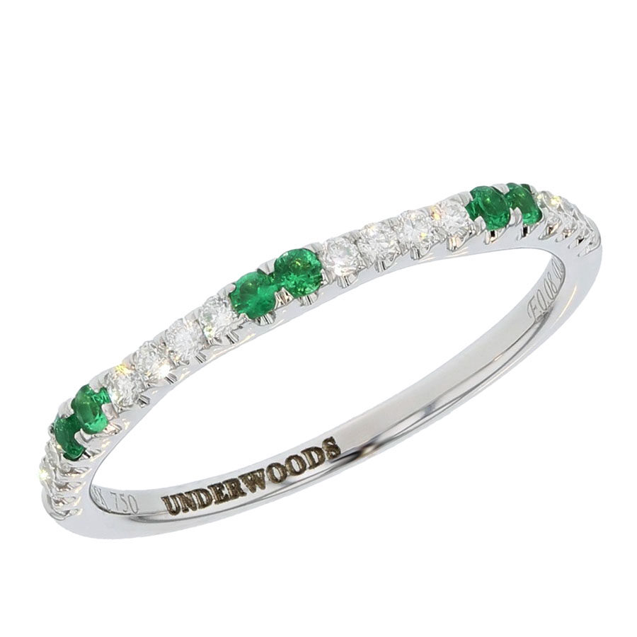 Emeralds and Diamonds in White Gold Ring