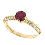 Round Ruby with Diamonds in Yellow Gold Ring