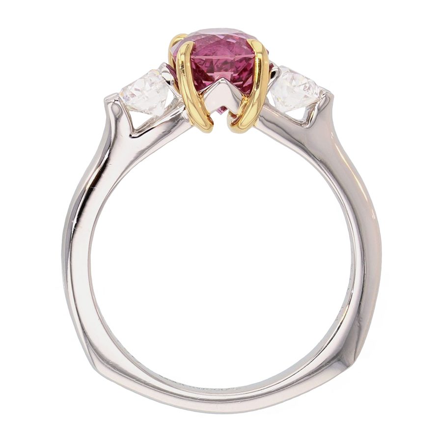 Oval Pink Sapphire with Diamonds in Yellow Gold and Platinum Ring