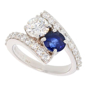 Sapphire and Diamond White Gold Bypass Ring